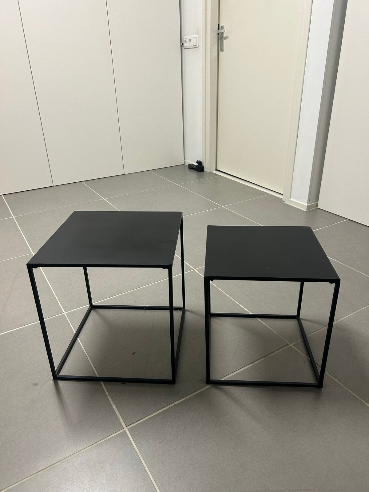 Set van 2 zwarte vierkante bijzettafels, Ophalen, Minder dan 45 cm, Minder dan 55 cm, Gebruikt