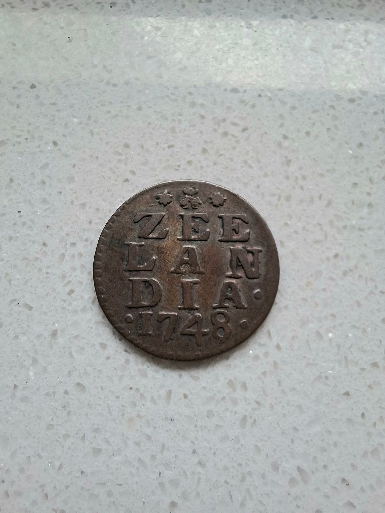duit Zeeland 1748 over 1747, Postzegels en Munten, Verzenden, Vóór koninkrijk, Overige waardes, Losse munt