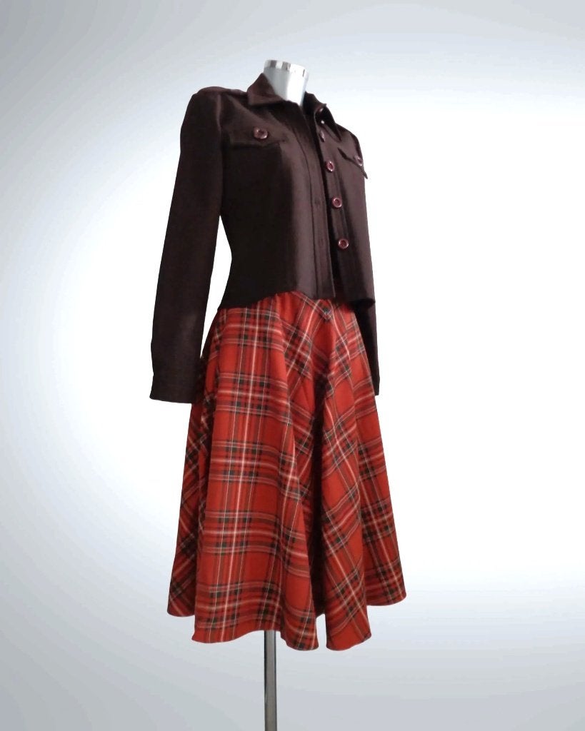 Hell Bunny - Tawny tartan fifties rok, maat XS - nieuw, Overige kleuren, Nieuw, Ophalen of Verzenden, Hell Bunny