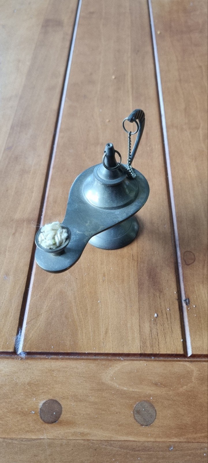 Antieke olielamp in koper - Decoratief item, Ophalen of Verzenden