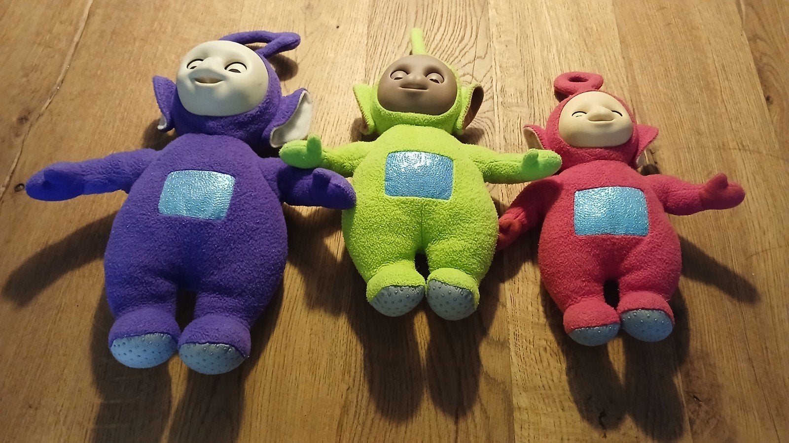 Set van 3 Originele Teletubbies Knuffels – Tinky Winky, Dips, Ophalen, Gebruikt