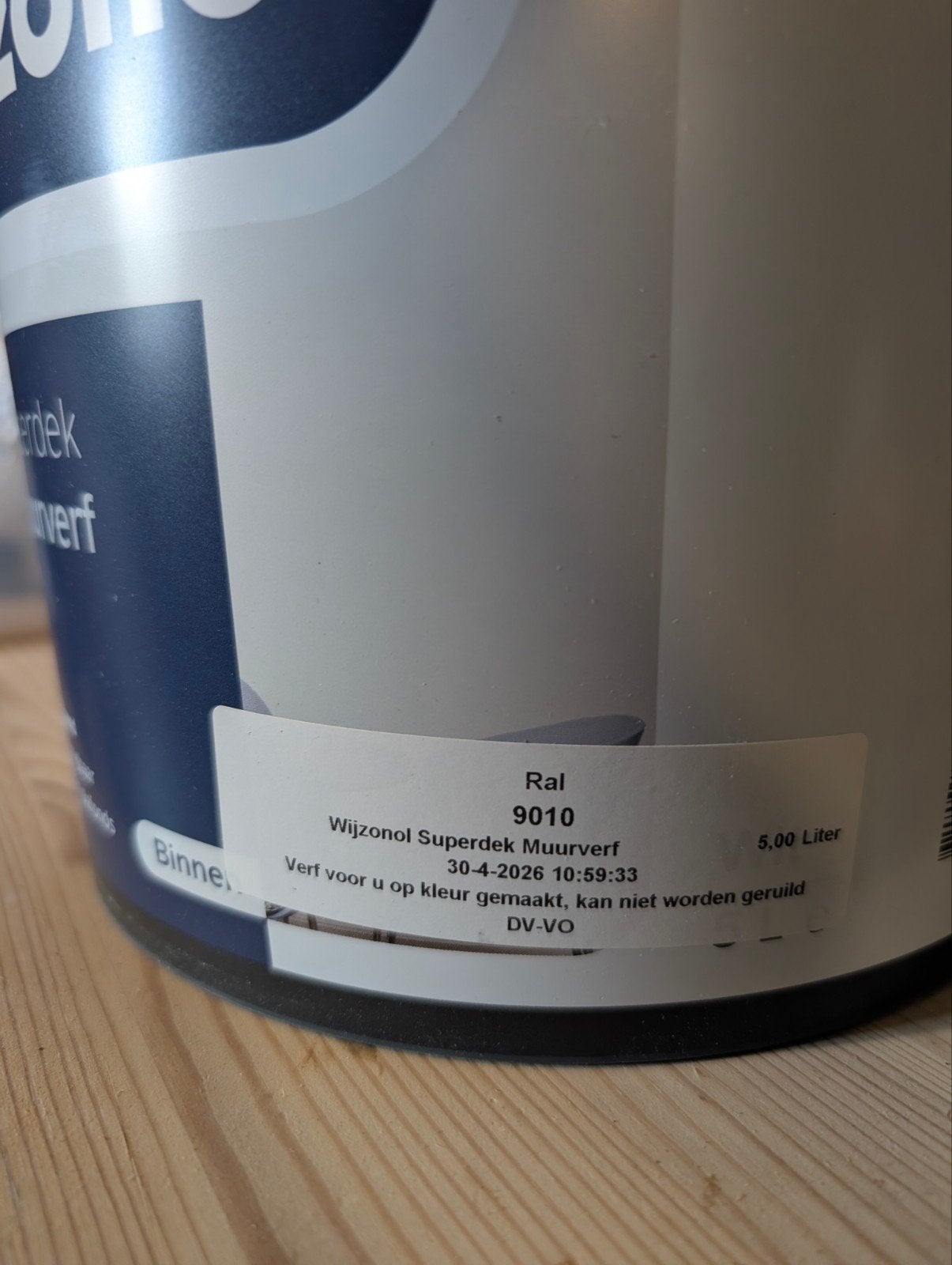 Wijzonol Superdek Muurverf 5L RAL 9010 - Ongeopend, Ophalen, 5 tot 10 liter, Wit, Nieuw