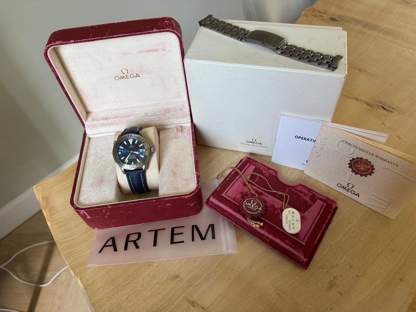 Omega Seamaster 300m Auto 41mm Titanium Electric Blue -, Ophalen, Overige materialen, Gebruikt, Polshorloge