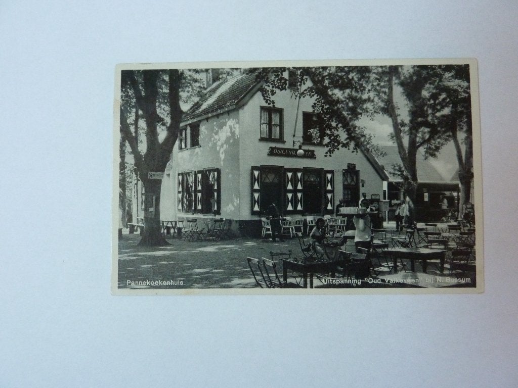 Pannekoekenhuis Uitspanning Oud Valkeveen bij N. Bussum 1937, Ophalen of Verzenden, 1920 tot 1940, Gelopen, Noord-Holland