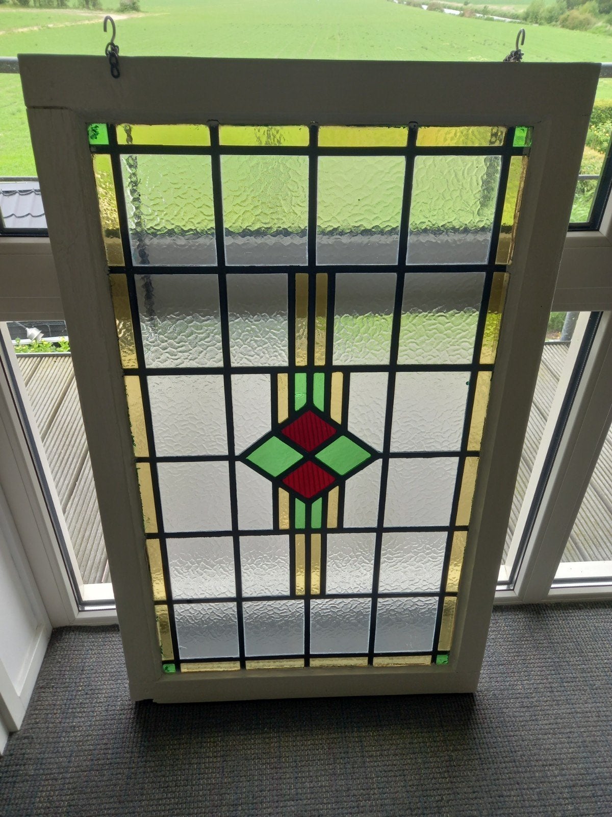 Groot glas in loodraam, Ophalen, Gebruikt, Minder dan 80 cm, Glas in lood