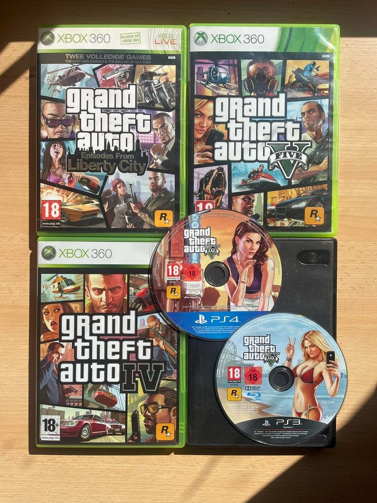 GTA games te koop – Xbox 360 & PlayStation (GTA IV & GTA V), Avontuur en Actie, Gebruikt, Vanaf 18 jaar, 1 speler