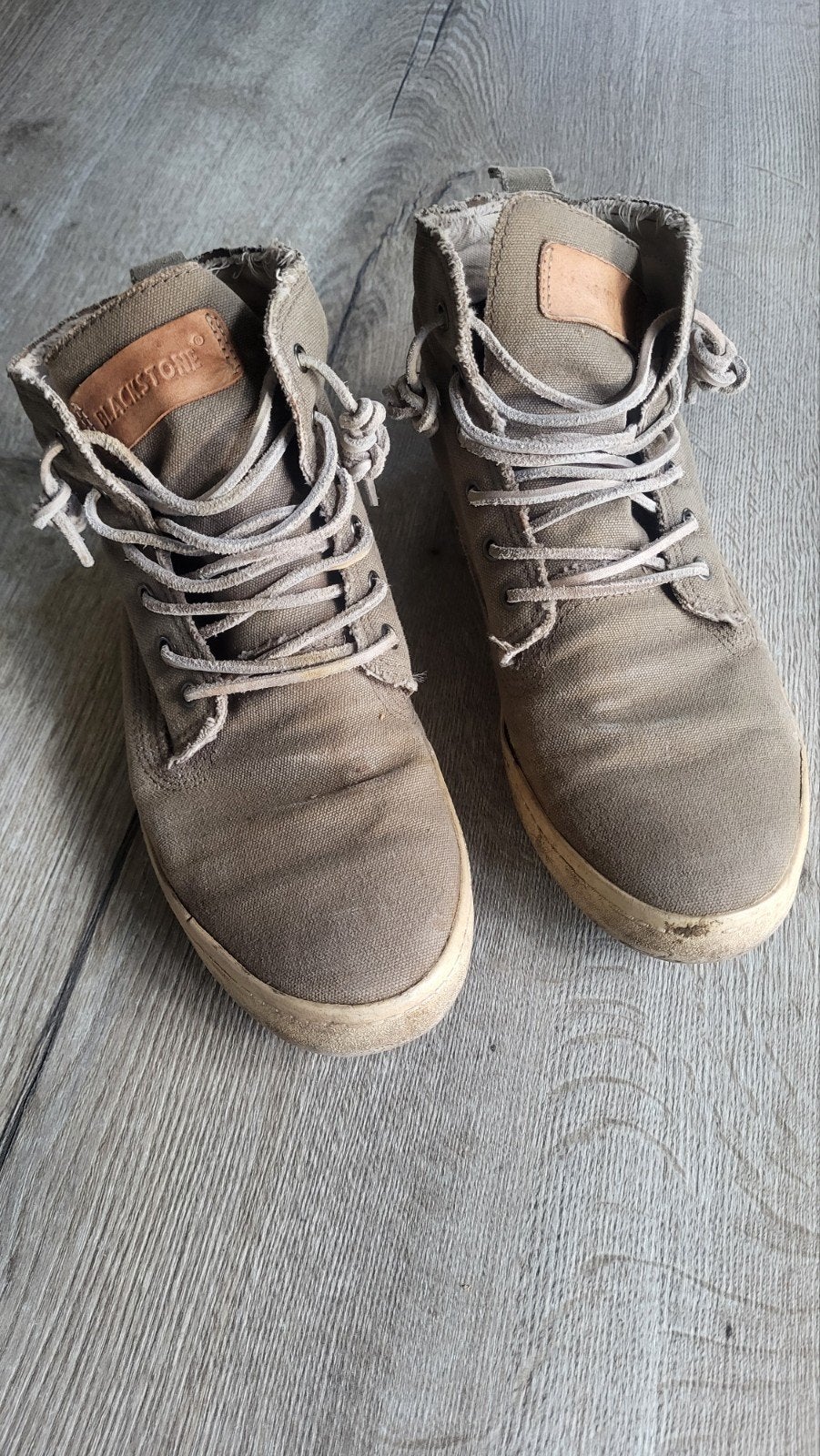 BLACKSTONE canvas schoenen. Maat 39. Kaki groen. Leren veter, Ophalen of Verzenden, Sneakers of Gympen, Blackstone, Gedragen