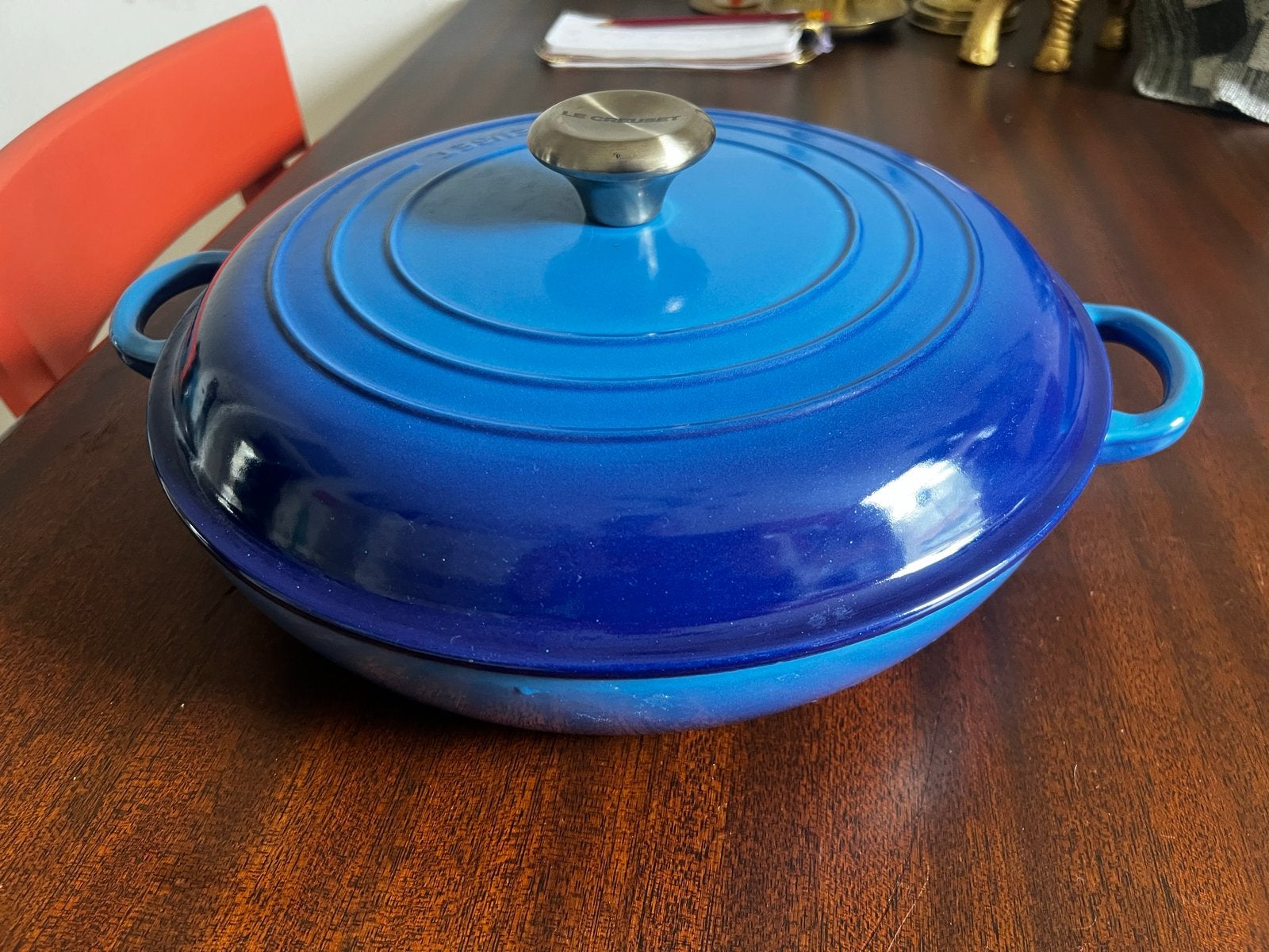 Le Creuset Campagnard Braadpan 30cm - Zo goed als nieuw, Met deksel, Le Creuset, Ophalen of Verzenden, Zo goed als nieuw