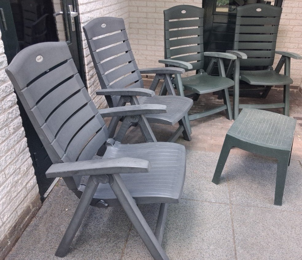 4 Hartman tuinstoelen, Tuin en Terras, Tuinstoelen, Gebruikt, Kunststof, Inklapbaar, Ophalen