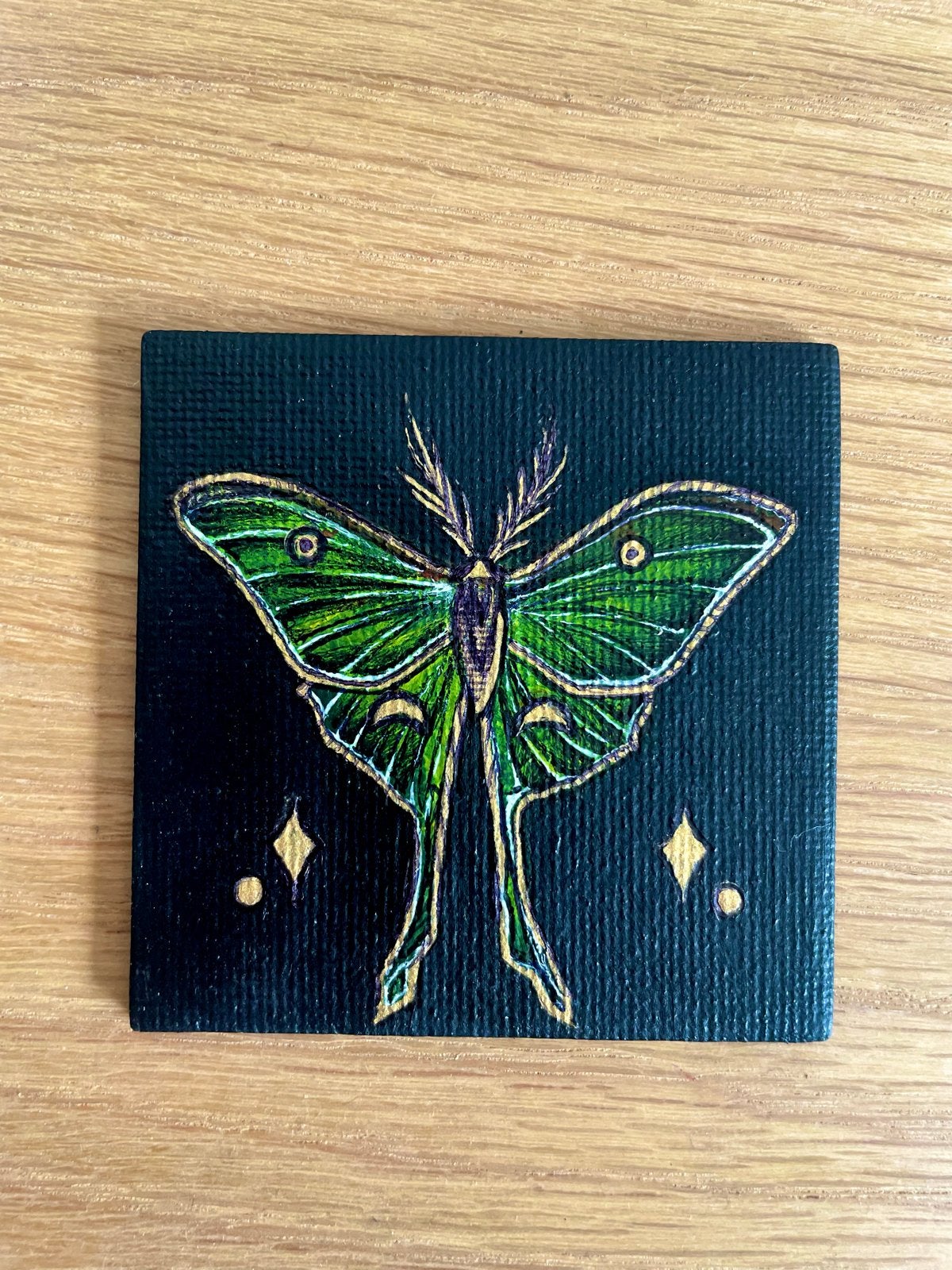 Handgeschilderde Magneet met Groene Nachtvlinder, Ophalen of Verzenden, Nieuw