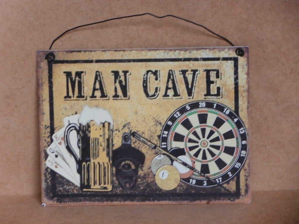 Reclamebord ManCave bier billiards darts bordje metaal 20x15, Ophalen of Verzenden, Gebruikt, Reclamebord