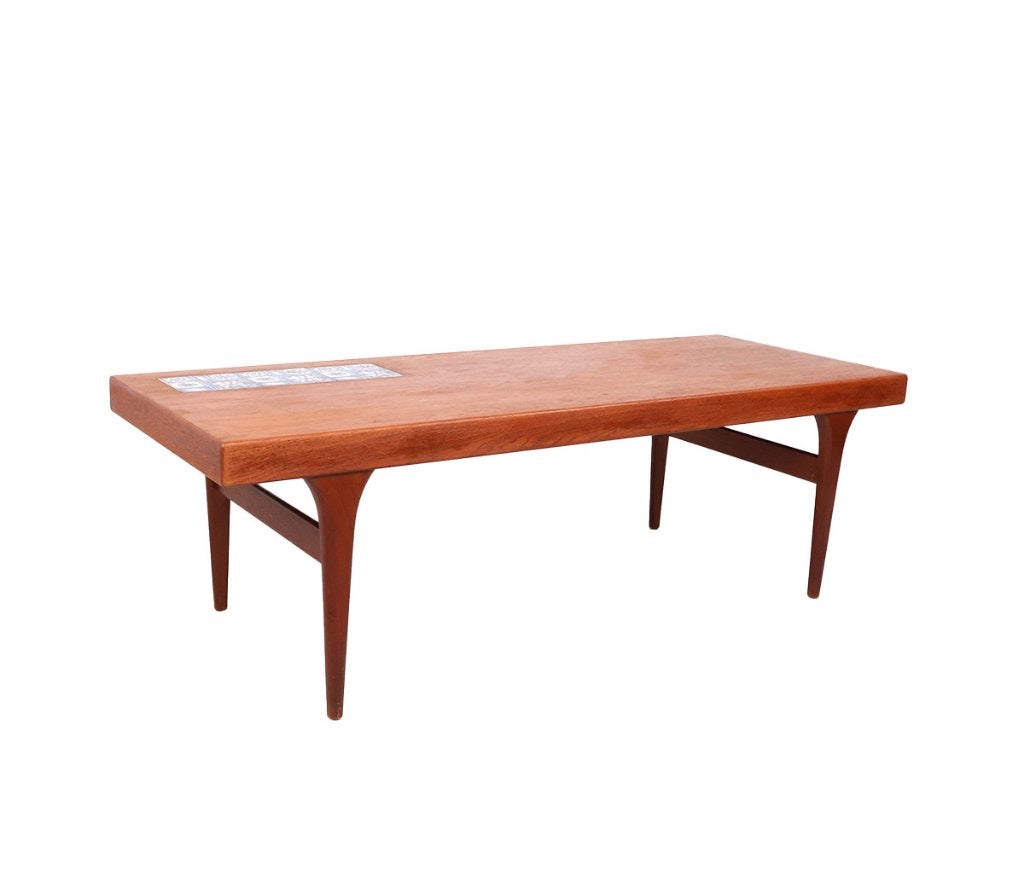 Deens design salontafel teak en tegels Johannes Andersen, Huis en Inrichting, Tafels | Salontafels, Ophalen, Gebruikt, 100 tot 150 cm