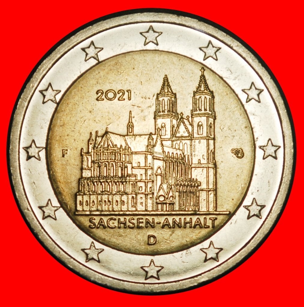 Ⰺ SAXONY-ANHALT: GERMANY 2 EUROS 2021F BADEN-WUERTTEMBERG!, Postzegels en Munten, Ophalen of Verzenden, Duitsland, 2 euro, Losse munt