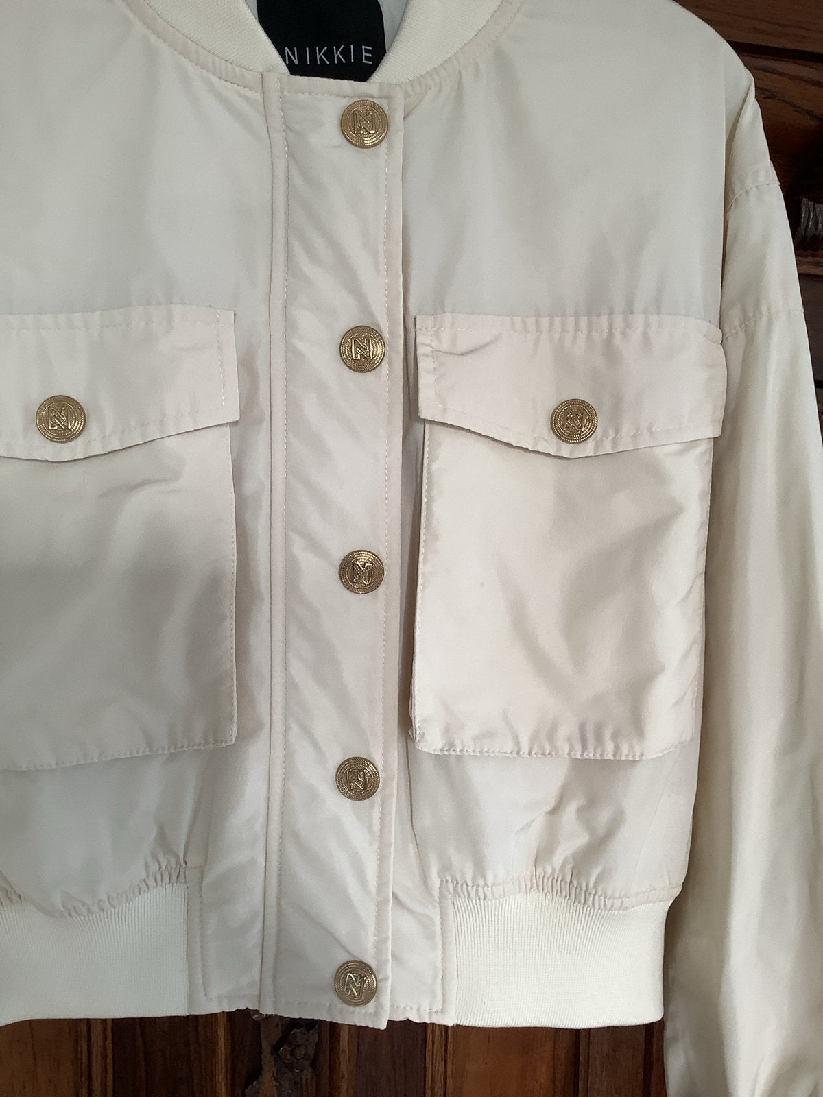 Nikkie cremekleurige Dexi bomberjack maat 34/36 oversized, Ophalen of Verzenden, Zo goed als nieuw, Maat 34 (XS) of kleiner, Beige