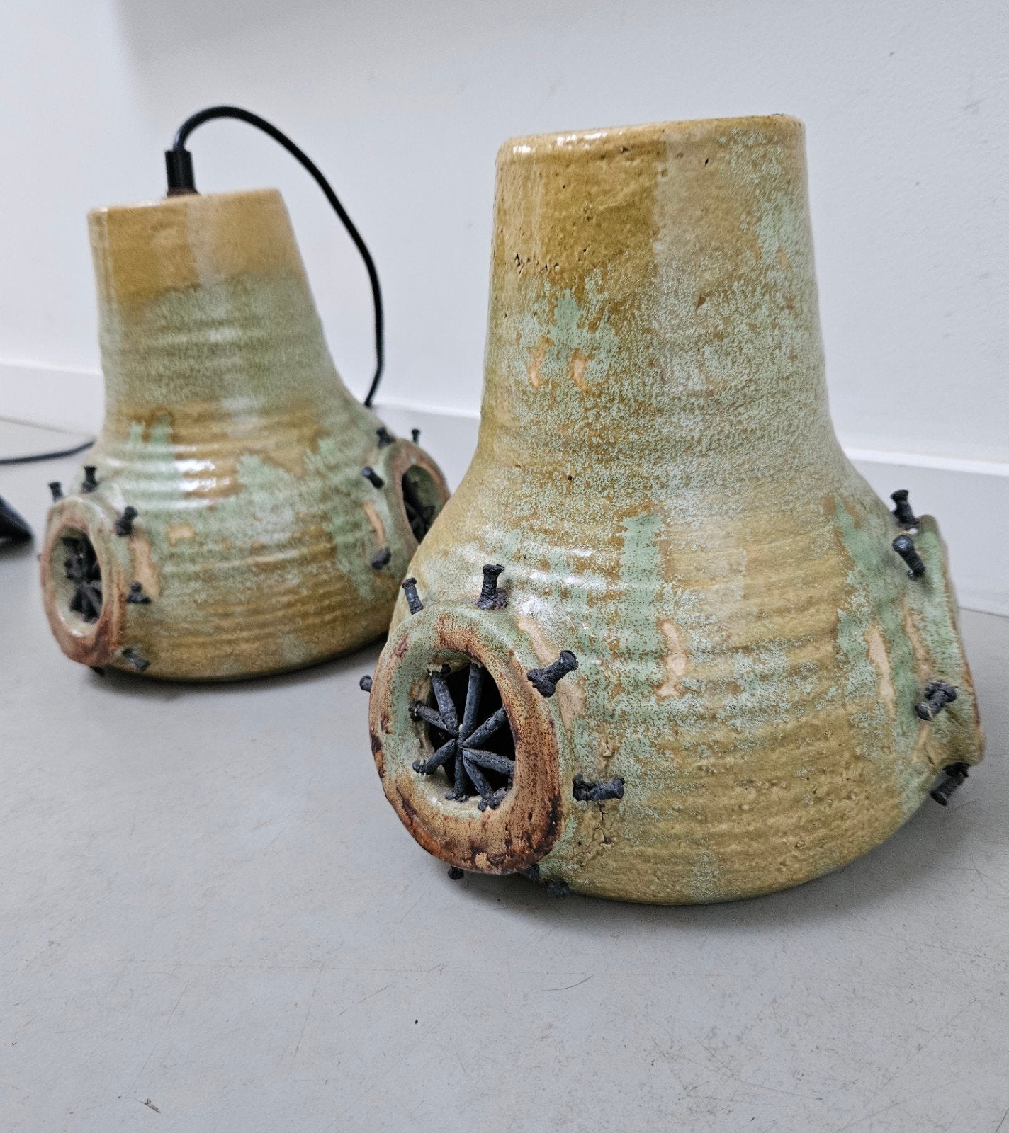 Set keramische Brutalistische lampen Gert de Rijk Jaren 70, Ophalen of Verzenden