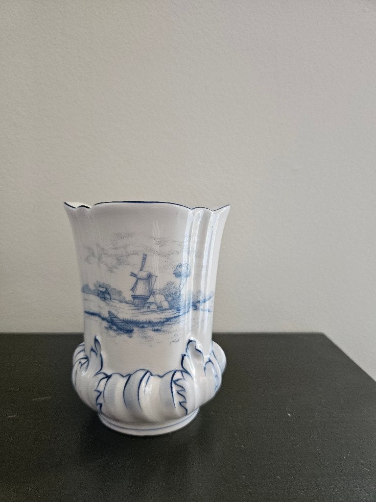 Blauw wit vaasje handgeschilderd, Ophalen