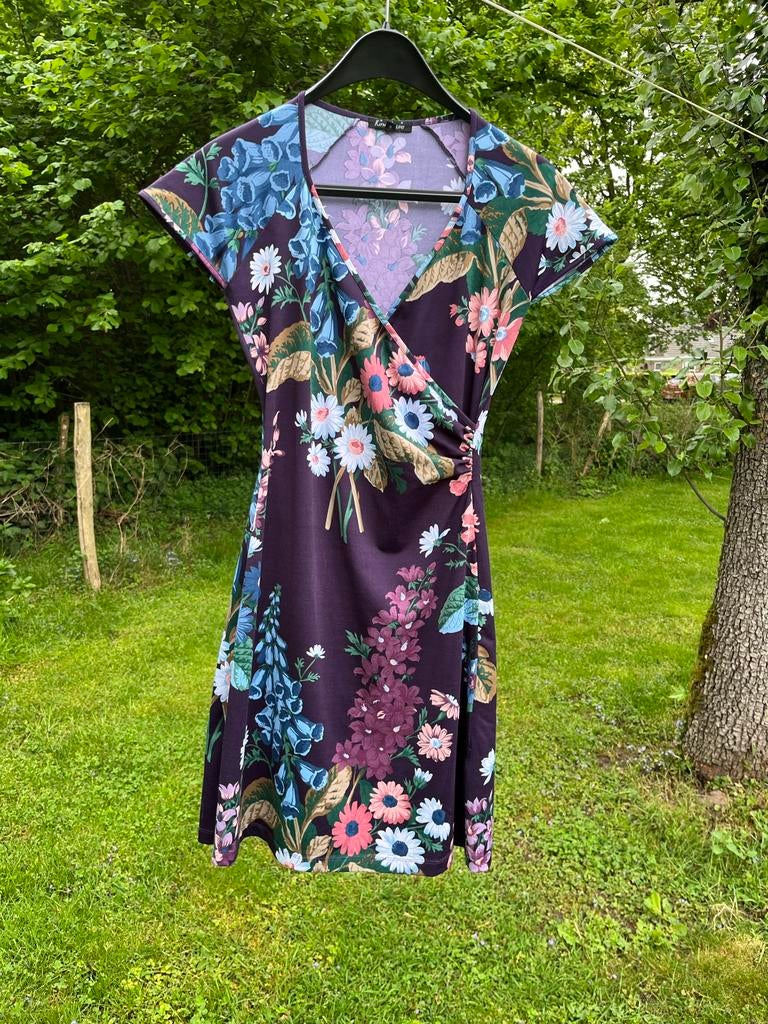 King Louie jurk maat S met bloemenprint, Paars, Ophalen of Verzenden, Maat 36 (S), Gedragen