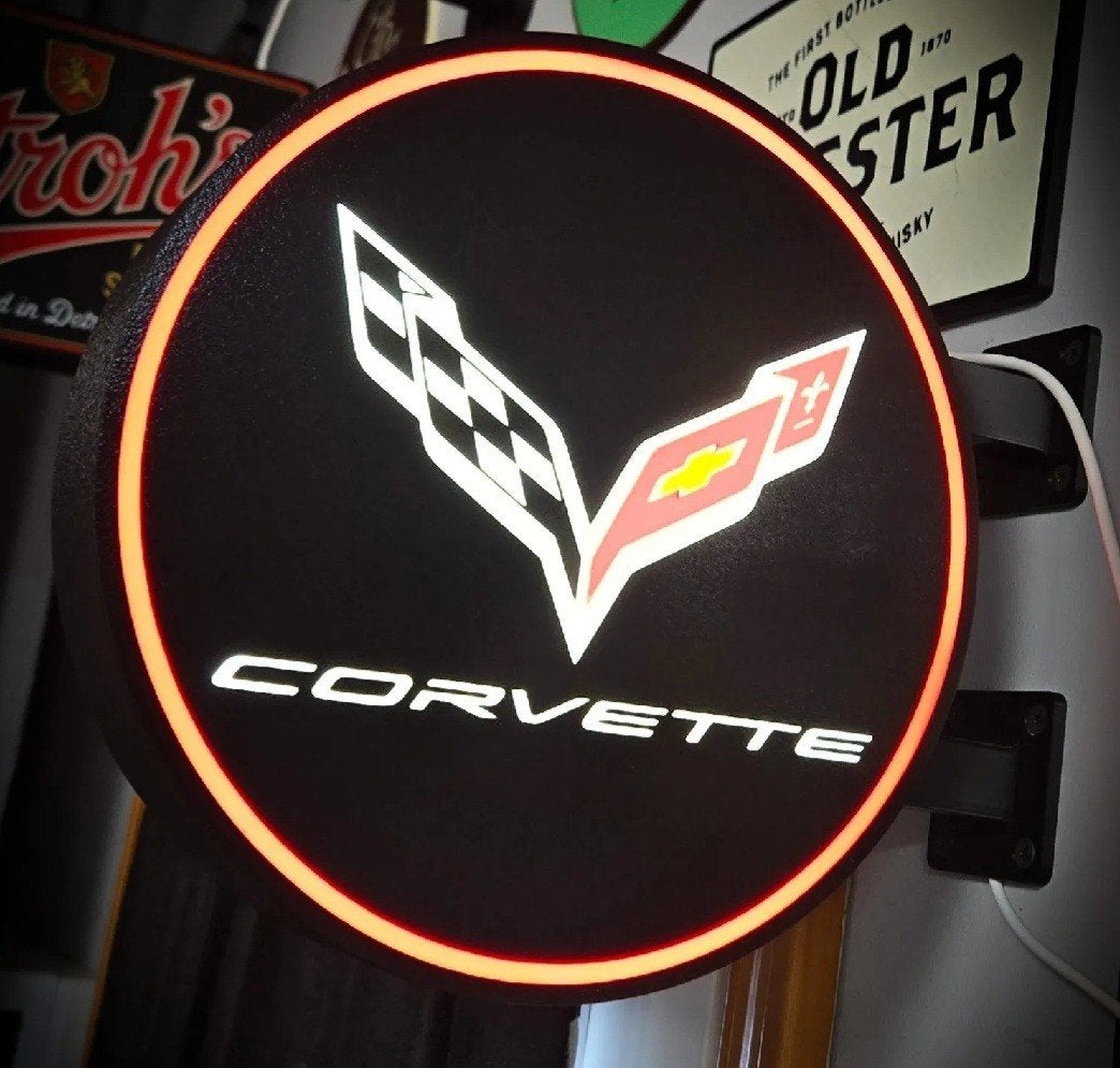 Dubbelzijdige LED Lichtbak Ø30cm Corvette Logo, Ophalen of Verzenden