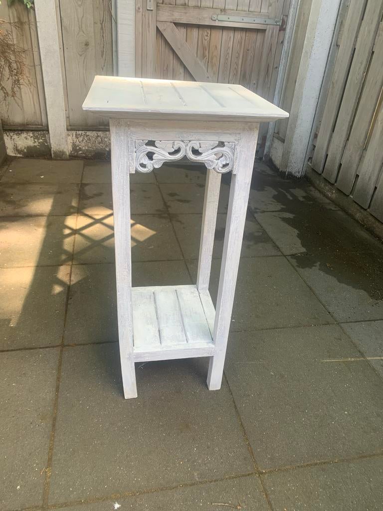 Decoratieve plantentafel / bijzettafel, wit hout, Ophalen, Zo goed als nieuw
