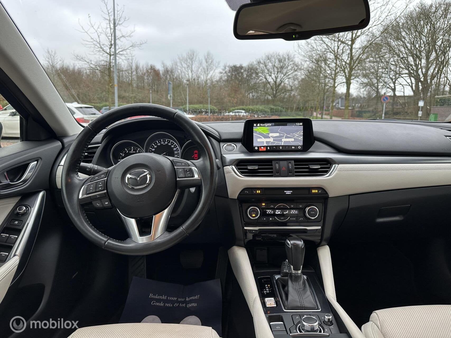 Mazda 6 2.5 SkyActiv-G 192 GT-M Trekhaak Leder LED Navi✅, Auto's, Dealer onderhouden, 1325 kg, Gebruikt, Beige