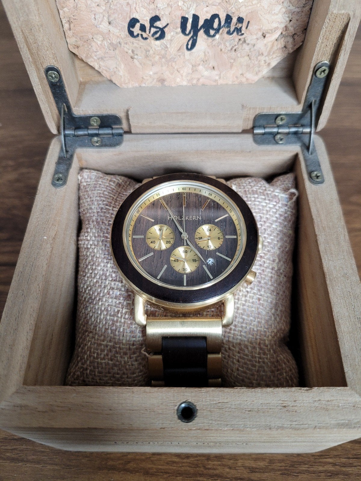 Holzkern horloge - Leadwood en Goud, Overige merken, Polshorloge, Overige materialen, Ophalen of Verzenden