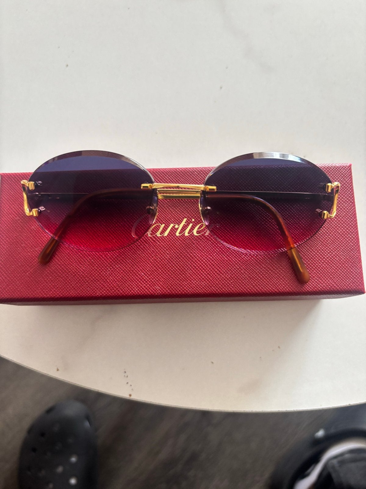 Cartier Piccadilly Custom Zonnebril - Uniek Design, Overige merken, Gebruikt, Zonnebril, Paars