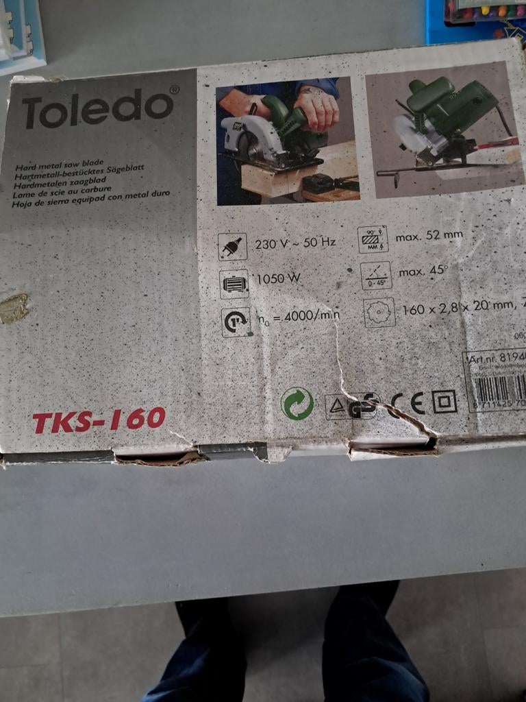Toledo TKS-160 Cirkelzaag - weinig gebruikt in nette staat, Doe-het-zelf en Verbouw, Gereedschap | Zaagmachines, Ophalen of Verzenden