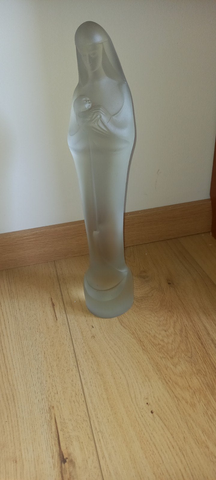 Glazen beeld van Maria met kind - Matglas, Ophalen, Glas, Handgemaakt, 20 - 50 cm