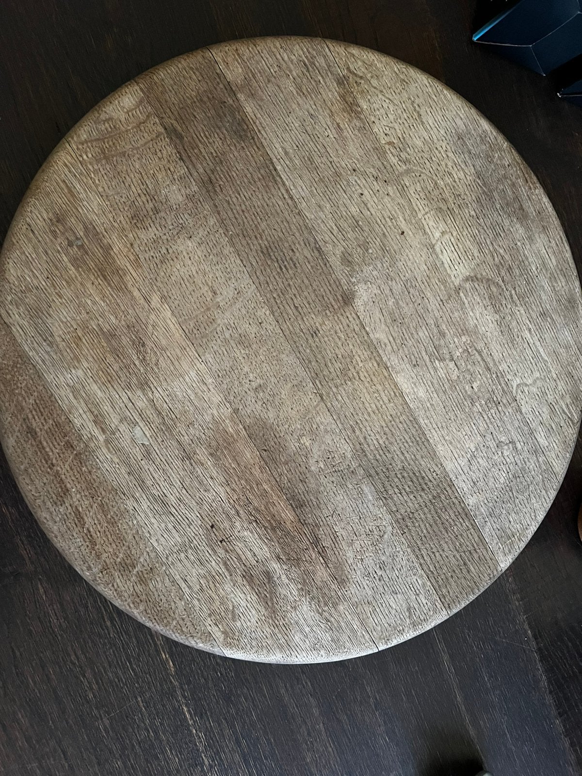 Eiken snijplank rond voor op een keukenspoelbak, Snij-/serveerplank, Ophalen of Verzenden, Gebruikt, Hout