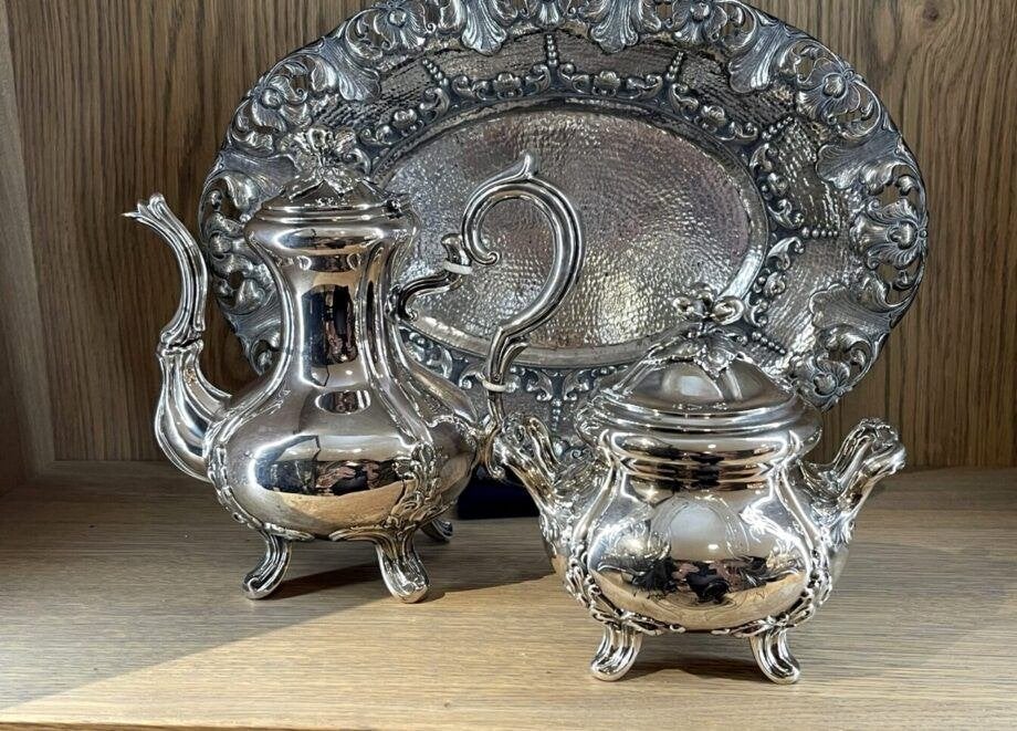 Prachtige Theepot met Suikerpot, Ebain & Flament Paris 1875, Ophalen of Verzenden
