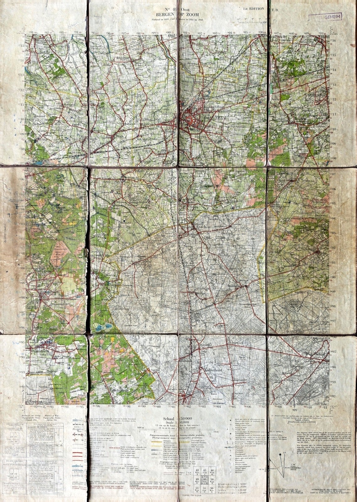 Oude Landkaart Bergen op Zoom - Dienstregeling, Ophalen of Verzenden, Landkaart, 1800 tot 2000, Nederland