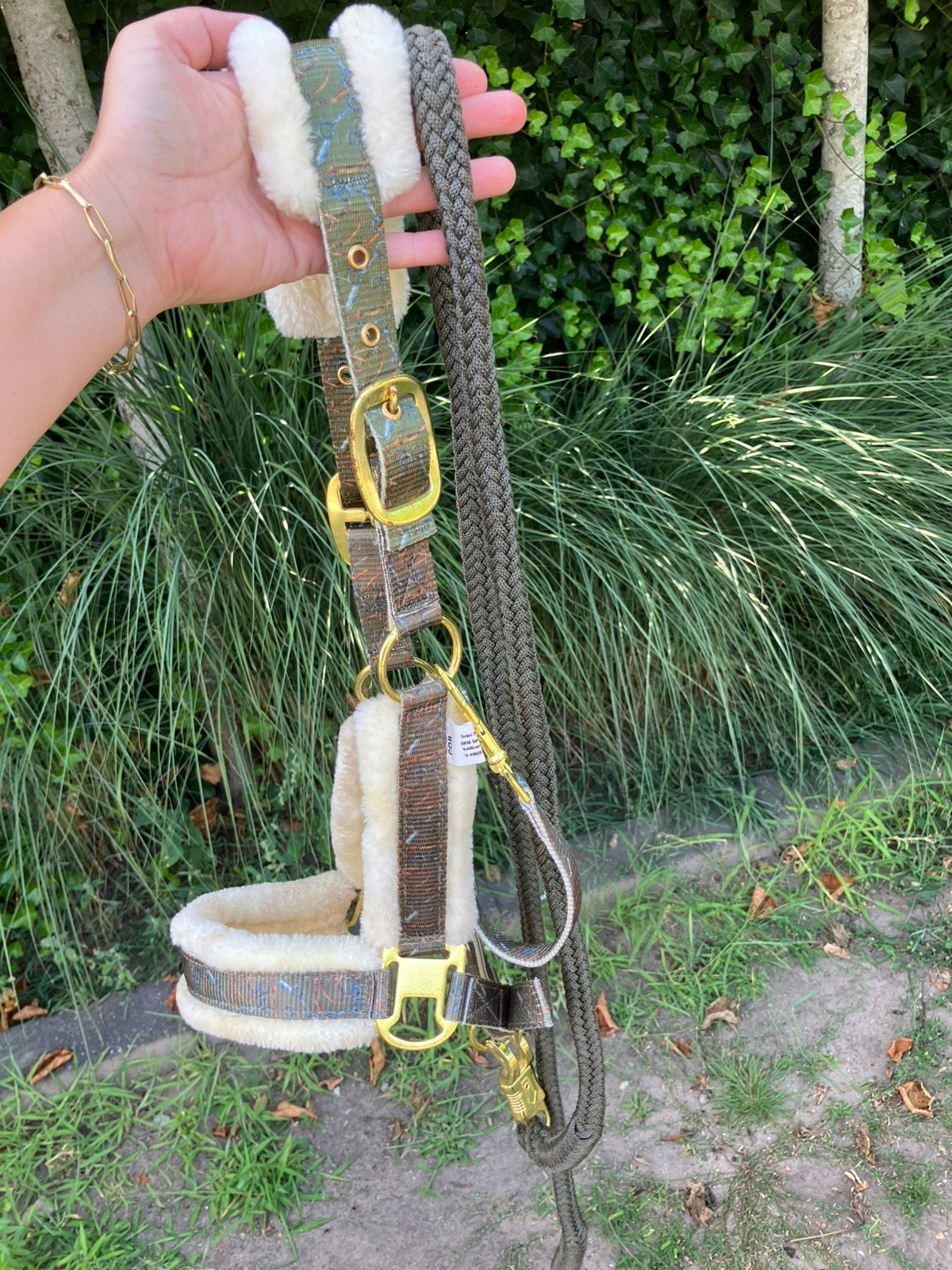Nieuw halster met bont en halstertouw. Maat Cob, Dieren en Toebehoren, Ophalen of Verzenden, Halster, Cob, Met bont