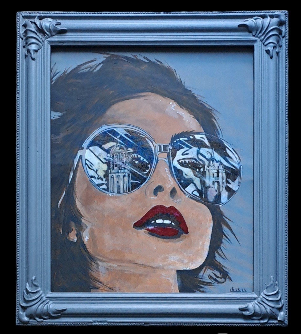 Schilderij Lady with glasses, Antiek en Kunst, Ophalen of Verzenden