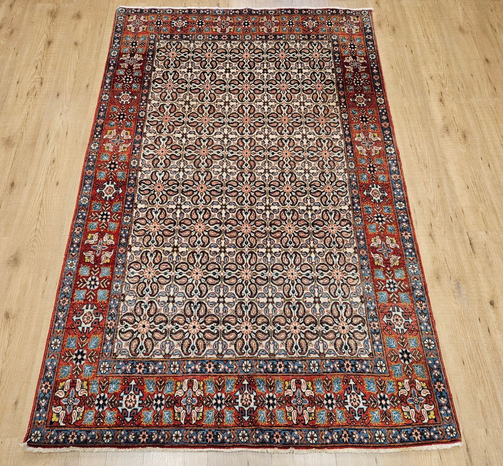 Vintage handgeknoopt perzisch tapijt ghom 206x133, Info@SlatsAntiek.nl, 100 tot 150 cm, Perzisch, 200 cm of meer