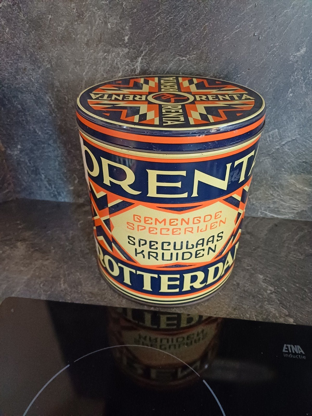 Vintage Rorento Speculaaskruiden Blik - 20cm hoog, Ophalen of Verzenden, Gebruikt, Overige, Overige merken