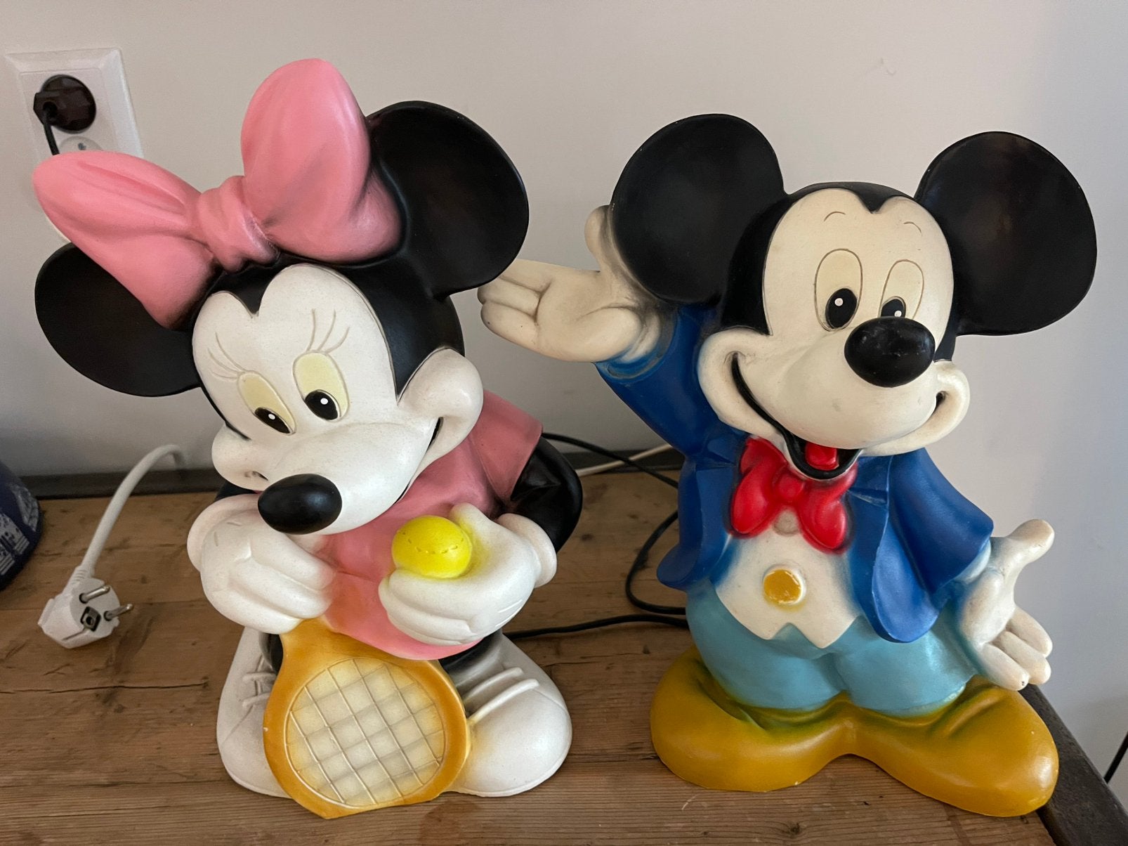 Mickey mouse en minnie mouse vintage heico lampen jaren 80, Verzamelen, Ophalen, Mickey Mouse, Zo goed als nieuw, Beeldje of Figuurtje