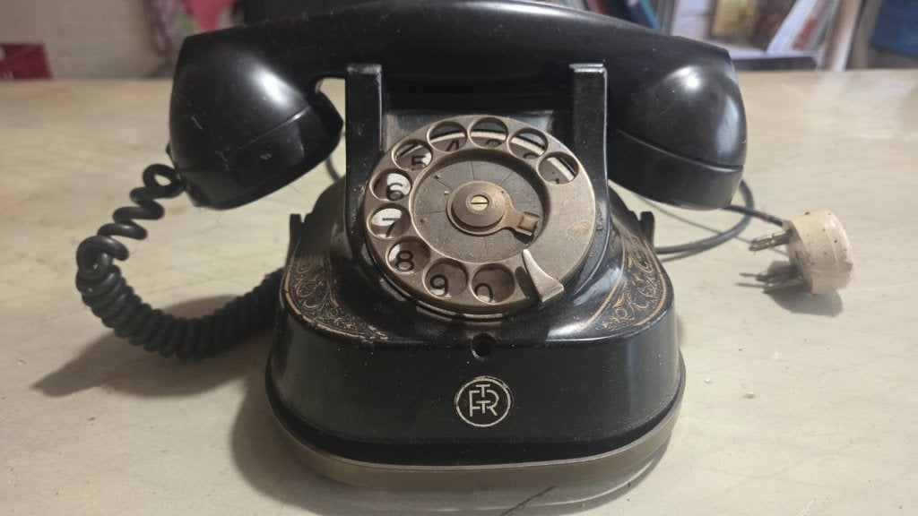 RTT vintage draaischijftelefoon – gouddecor – ongetest, Ophalen, Overige typen