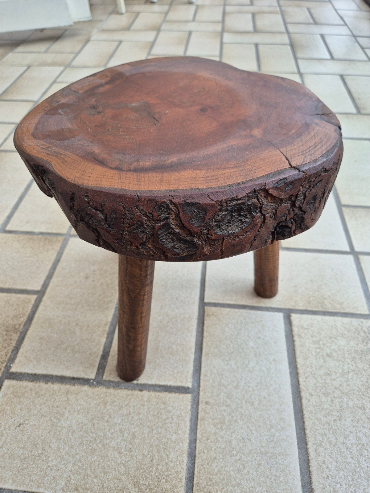 Rustieke houten kruk - boomstam design, Ophalen, Gebruikt, Hout