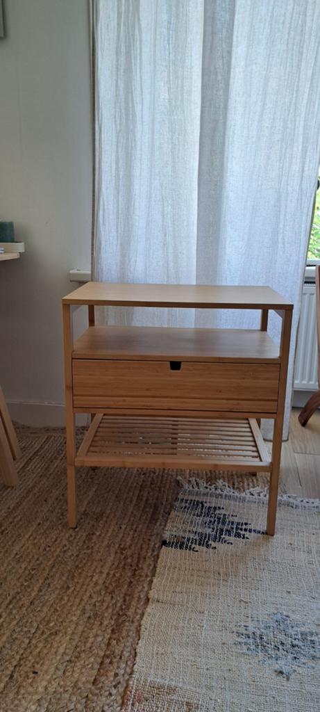 IKEA NORDKISA Nachtkastje Bamboe 60x40cm, Ophalen, 55 tot 70 cm, Zo goed als nieuw, 45 tot 65 cm