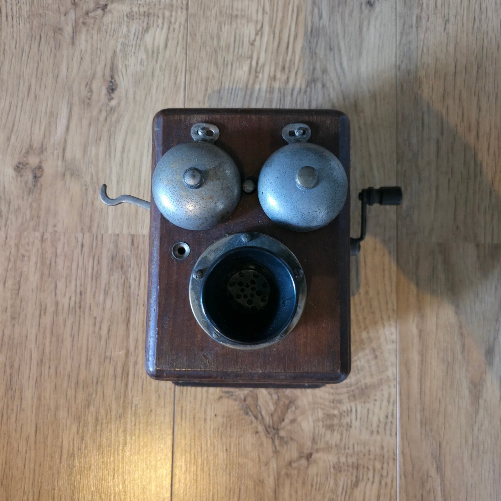 Antieke Houten Magneto Wandtelefoon met Slinger – ca. 1900, Ophalen of Verzenden