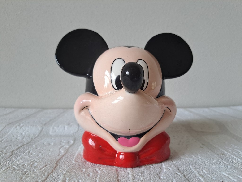 Mickey Mouse Disney Spaarpot Porselein 15x12.5x13.5cm, Ophalen of Verzenden, Mickey Mouse, Zo goed als nieuw, Beeldje of Figuurtje