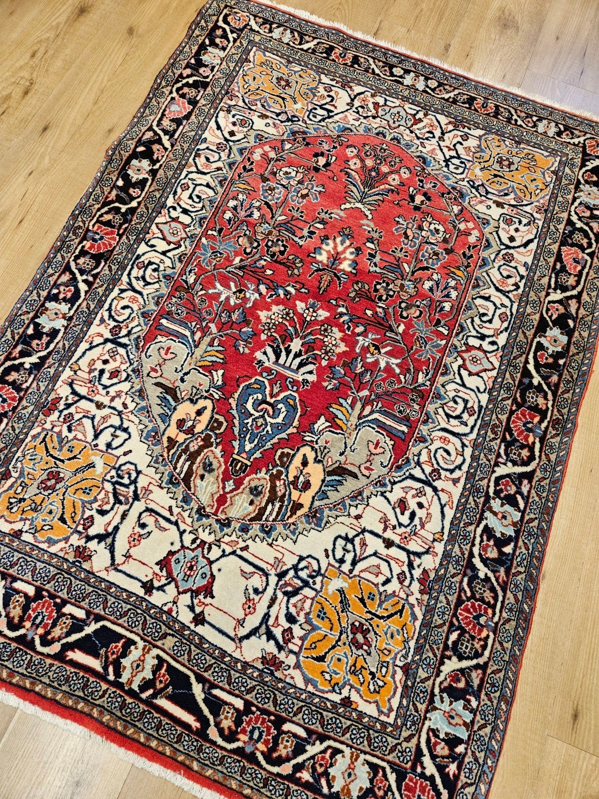 Vintage handgeknoopt perzisch tapijt bidjar 155x110, Info@SlatsAntiek.nl, Tweedehands, 100 tot 150 cm, Perzisch