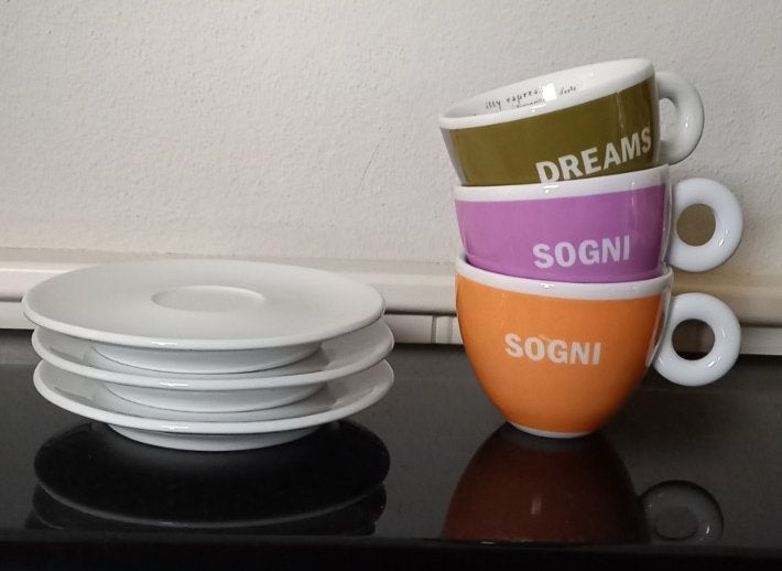 Illy art cappuccino kop en schotels, Ophalen of Verzenden, Zo goed als nieuw, Overige stijlen, Illy
