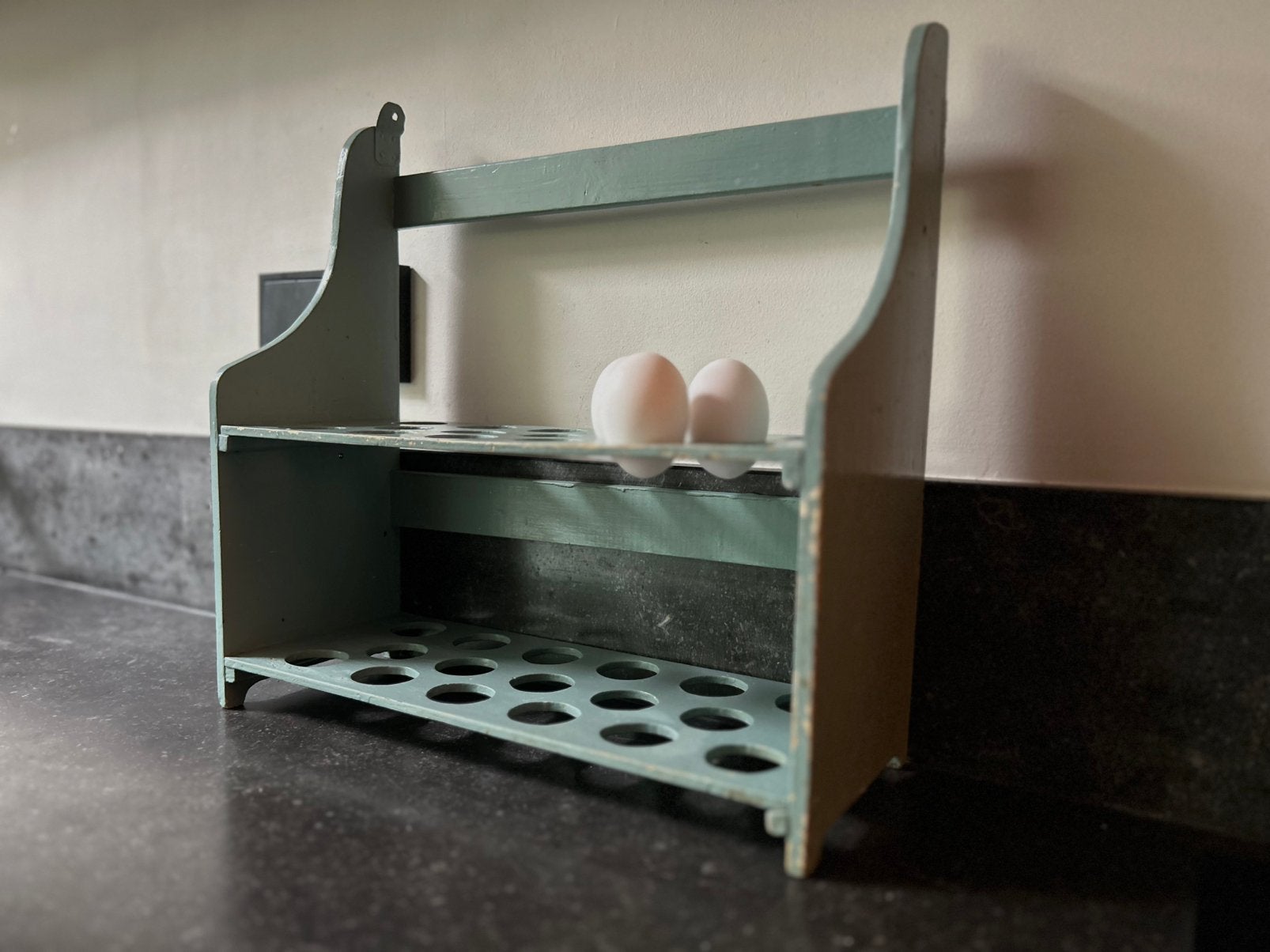 Oud dubbel eieren rek eierrek brocante landelijk sleets, Ophalen of Verzenden