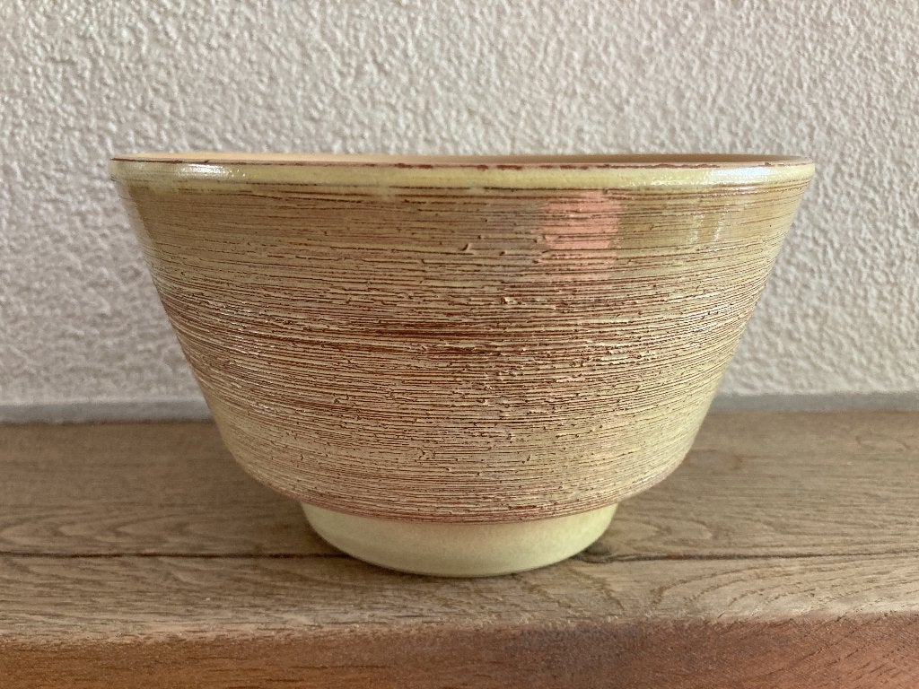 Te koop mooie oude geel met rood stenen bloempot., Tuin en Terras, Gebruikt, Rond, Binnen, Ophalen of Verzenden