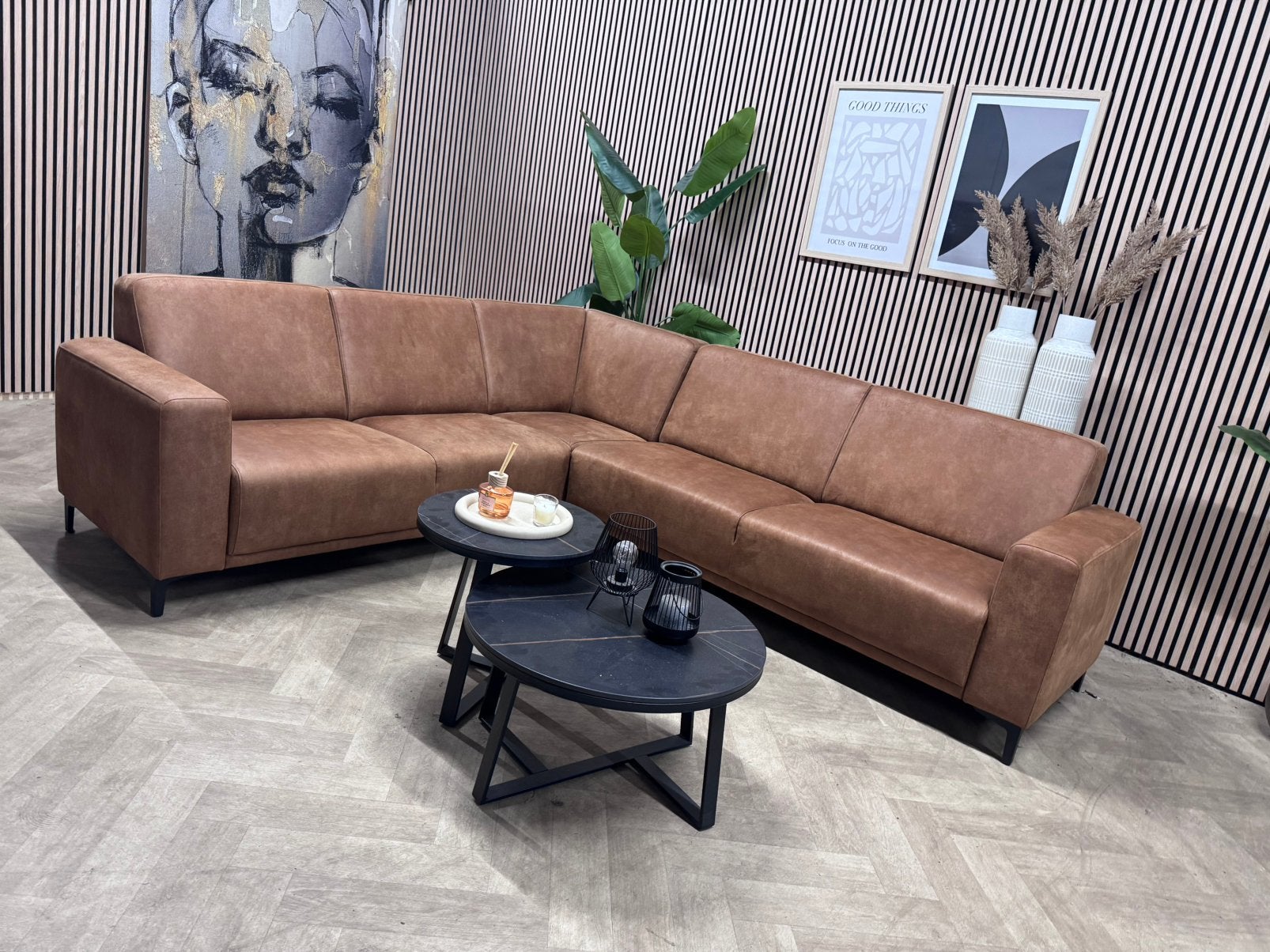 ZGAN Pronto Ardante Hoekbank - Cognac - 265 x 230