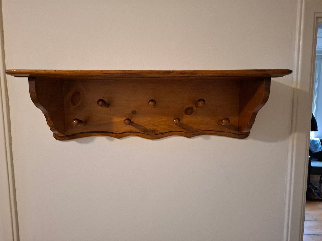 Antiek look grenen kapstok en spiegel, Ophalen, Rechthoekig, 100 tot 150 cm, Minder dan 100 cm