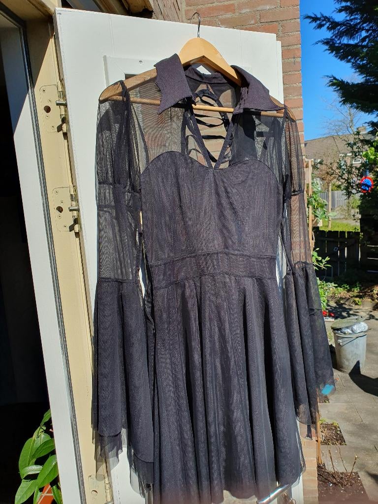 Killstar gothic jurkje mesh seethrough, Kleding | Dames, Jurken, Gedragen, Maat 38/40 (M), Zwart, Boven de knie, Ophalen of Verzenden