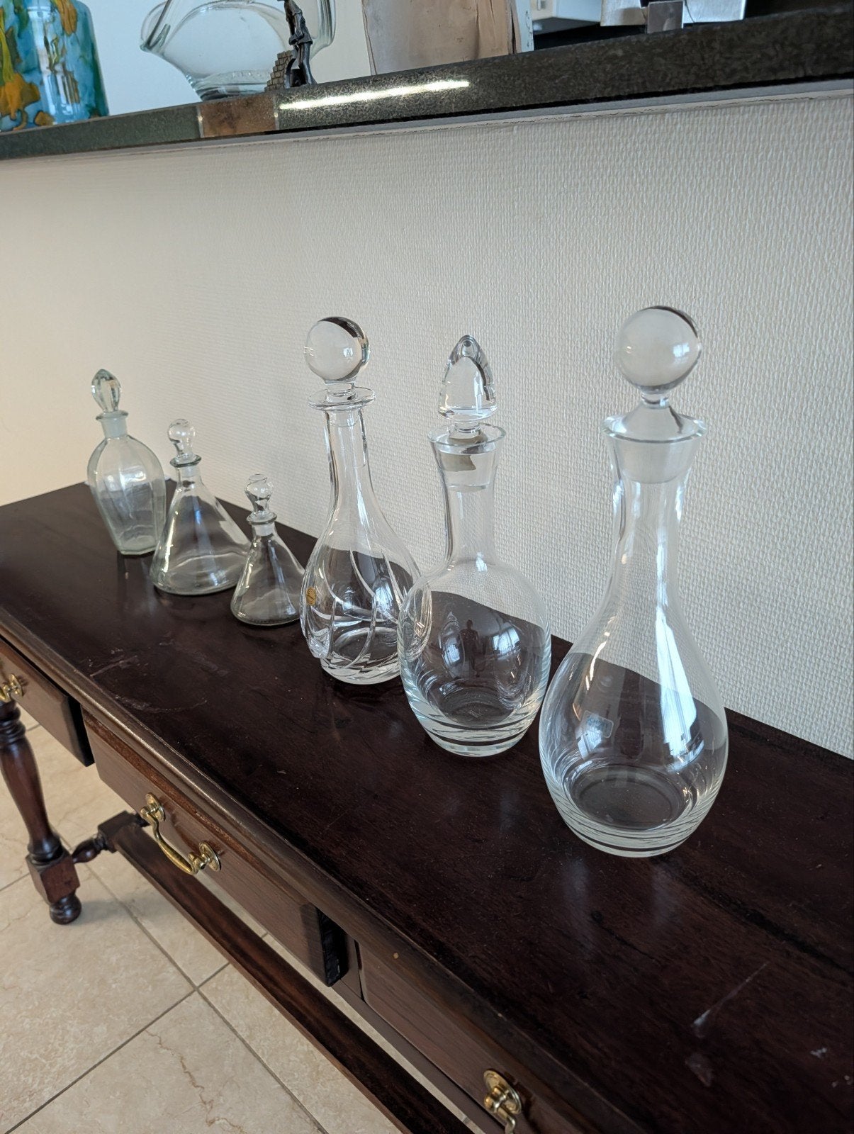 Set van 6 glazen karaffen met stoppen, Ophalen of Verzenden