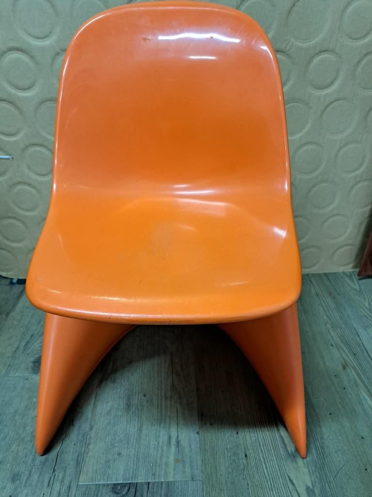 Verner Panton Junior kinderstoel oranje jaren 70, Minder dan 75 cm, Design, Ophalen of Verzenden, Zo goed als nieuw